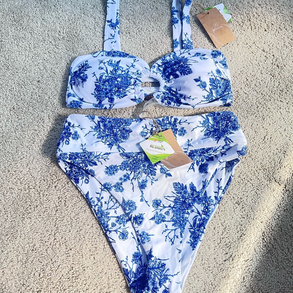 Chic Blue Floral Bikini Set